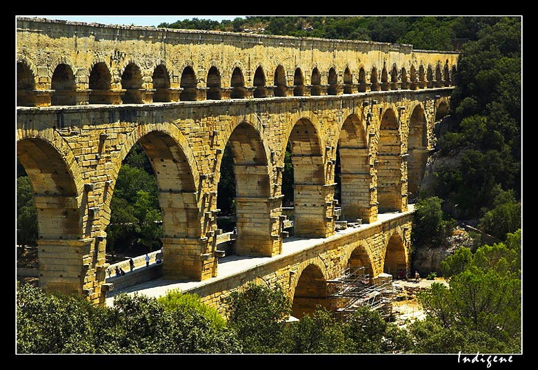 Travaux de restauration du Pont du Gard