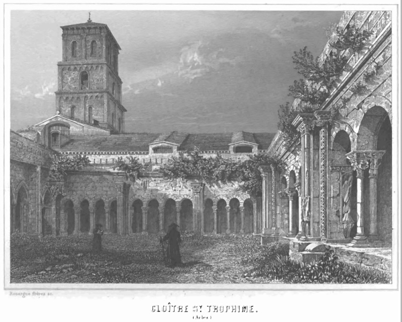 Ancienne gravure du cloître de Saint-Trophime