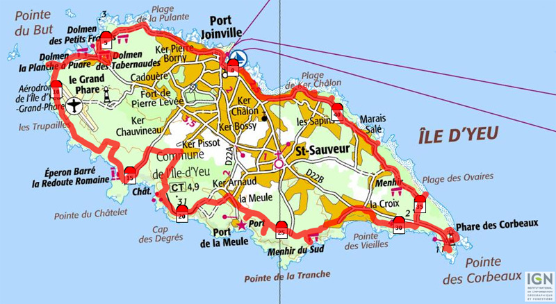 Carte de l'île d'Yeu