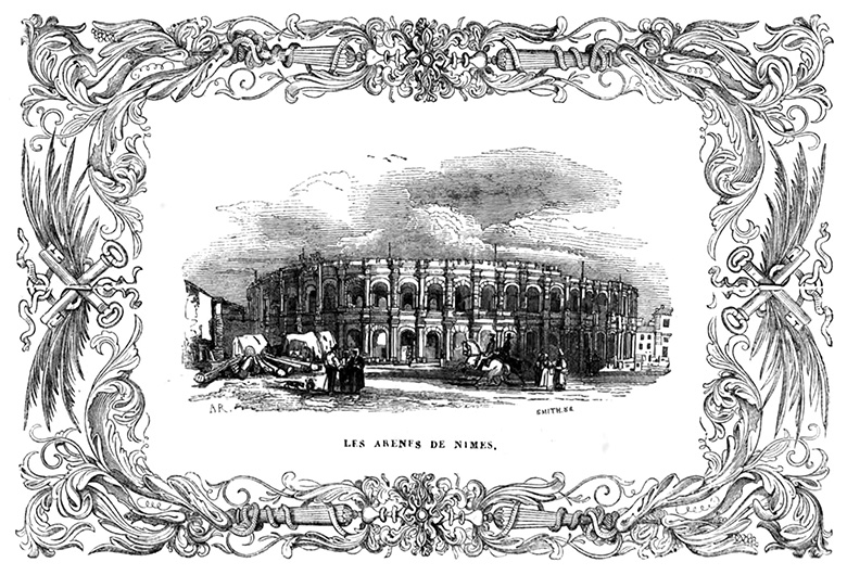 Gravure des arènes de Nîmes